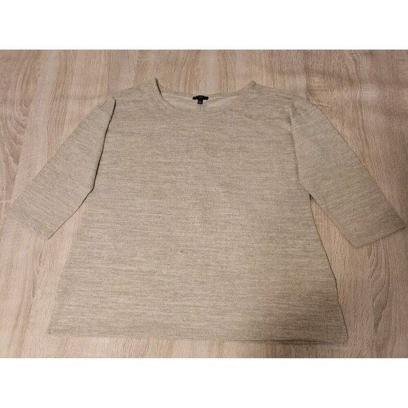 Talbots Petite Size L Tan Pullover Sweater Lightweight 3/4 Sleeve Bow Back - Picture 1 of 8